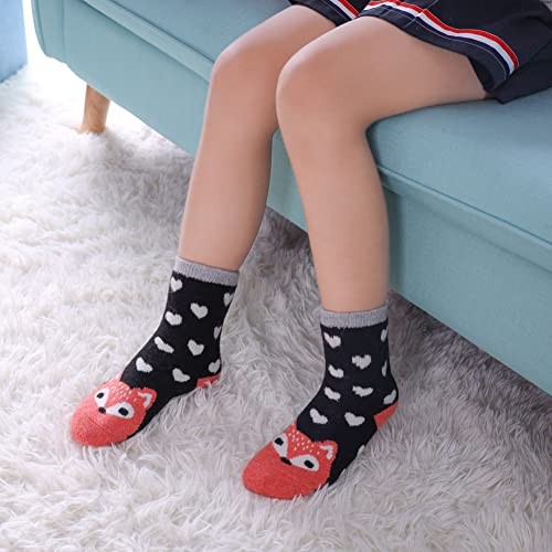  Kids Merino Wool Hiking Socks Toddlers Boys Girls 4-7 Years 6 Pairs Animal