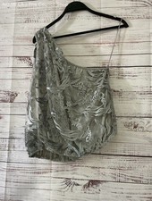 NWT Womens One Shoulder Max Studio Silver Top...