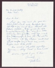 Nestor Paiva 1950 Hand Written Letter Signed Creature From The Black Lagoon