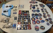 NASA Lot Patch Medallion Pins Belt Buckle Apollo Discovery Challenger Columbia