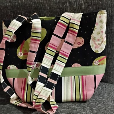 Kreative Bags Boutique Pink Black Striped Rectangle Shoulder Bag for Women