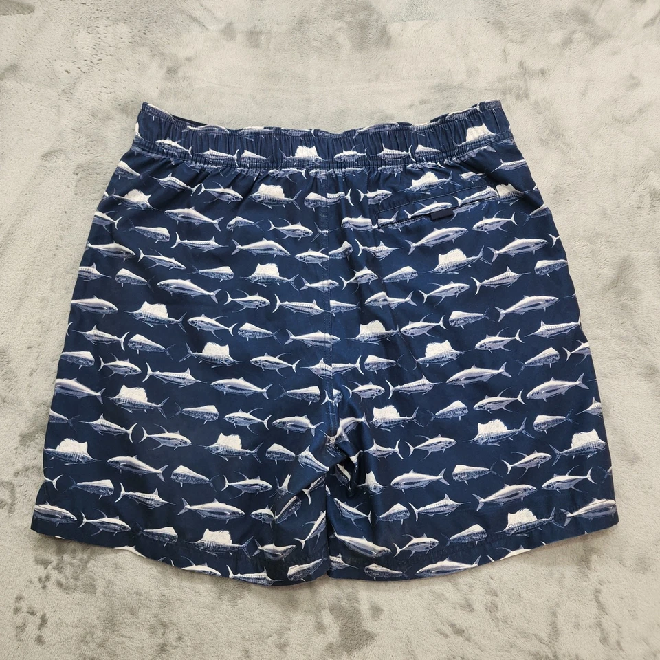 NAUTICA Board Shorts Mens L Blue Deepwater Fish Print Tie Front Swim Trunks  - Image 2 of 4