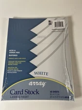 Array White Cardstock Lignin Free Buffered Laser Inkjet 40 Sheets 8.5x11 65lb