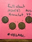 (4) Coin Lot 1924 S Lincoln Wheat Cent ALL VF Very Fine Buyer grade #482ABC