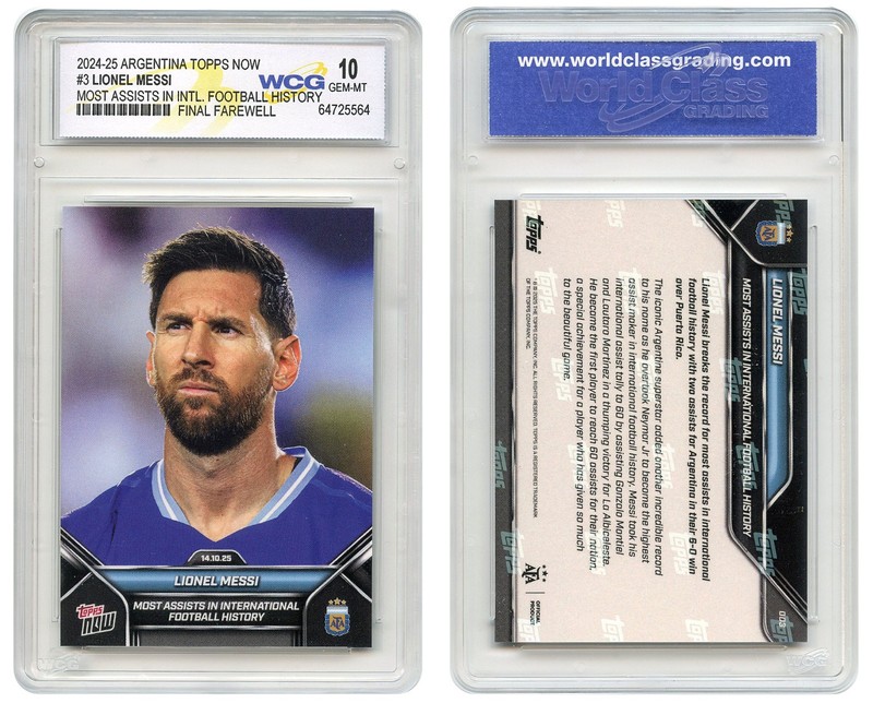 2024-25 Argentina Topps LIONEL MESSI Most Assists History Card #3 - GEM-MINT 10