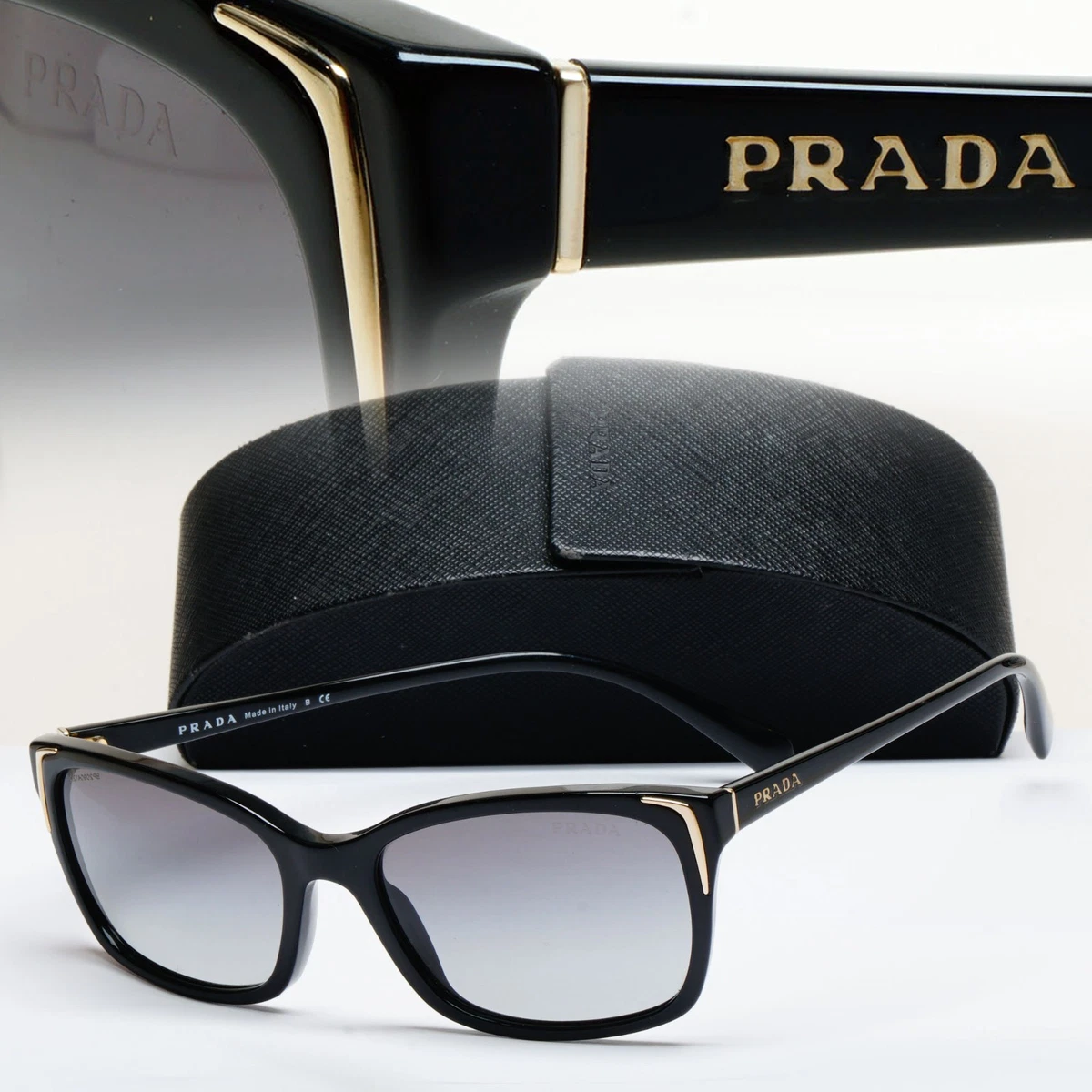 Vintage Prada Black Sunglasses with Gold Logo 2010 - 2014 Collection Prada PR 19ZS Sunglasses | LensCrafters main image 4