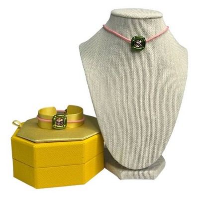 Swarovski Dulcis Necklace and bracelet Cushion cut, Green Set