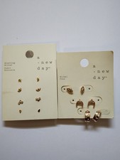 A New Day Earrings Set Of 11 Studs Sterling Silver Nickle Free Cubic Zirconia