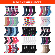3/6/12 Womens Diabetic Socks Ladies Non Elastic Loose Top Soft Cotton Rich UK4-7