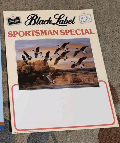 Insegna Birra Anni 80 Etichetta Nera Bar Negozio Cartoncino Carling Brewing Sportmen Special - Foto 1 di 4