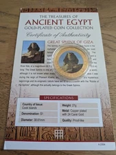2013 Cook Islands $1 Coin Treasures Of Ancient Egypt GREAT SPHINX Gold Plated