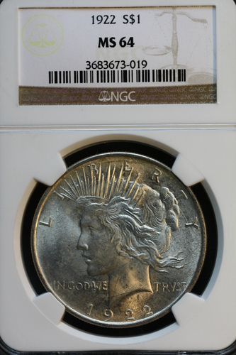 1922-P $1 NGC MS64 Peace Dollar, VAM 2BE1 (Rusted Die)(I4,R5) (Lot#20 ...