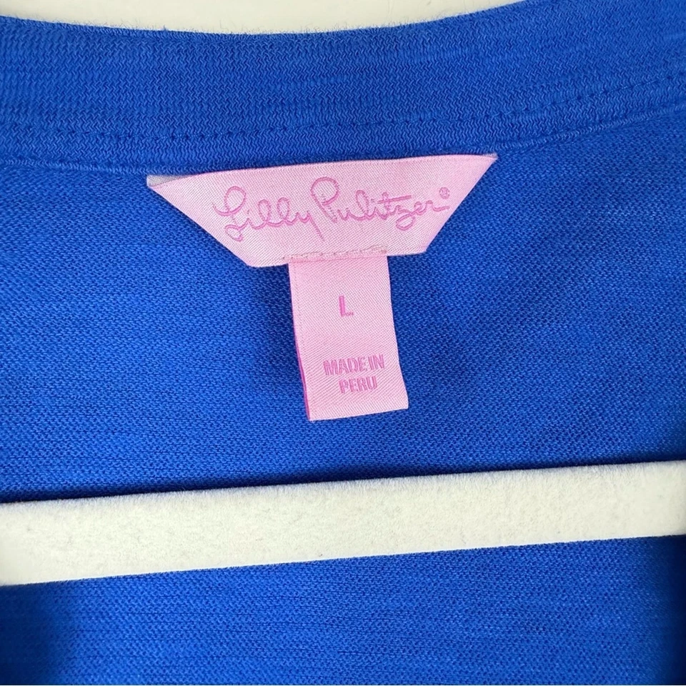 Top túnica Lilly Pulitzer Emerson para mujer grande azul dorado costa preppy playa Foto 4 de 4