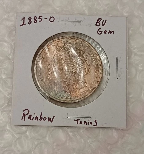 USA $1~ Morgan Silver Dollar 1885-O ~* BU GEM~ Rainbow Toned~ Silver Coin