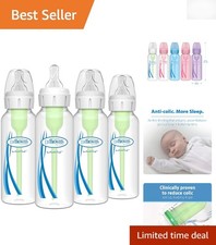 Eco-Friendly Dr. Brown's 8 oz Anti-Colic Baby Bottle Set, 4 Slow Flow Nipples