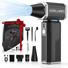 SAILHAPI Powerful Air Duster 300000RPM, Handheld Office Bright Silver
