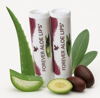 FOREVER LIVING Forever Hochwertiger Lippenpflegestift aus Aloe Vera &Jojobaöl 2×Stück.MHB 11/28