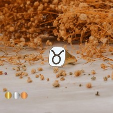 925 Sterling Silver Zodiac Sign Engraved Signet Handcrafted Ring Duty Free