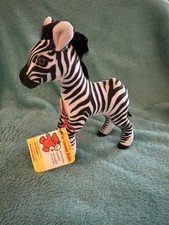 Vintage German Steiff Zebra Ossi 6.5in x 6.5in Tags No Button - Excellent Clean