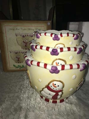 NOS OLD FASHION Christmas GINGER & SPICE Cookie MIXING Nesting 7''T BOWL Set of 3