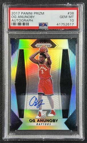 OG ANUNOBY PSA 10 2017-18 PANINI PRIZM #38 ROOKIE AUTO SILVER RC RAPTORS 2617