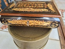 Vintage Italian Wood Inlay Jewelry Music Box Swiss Movement Works *locking Italy