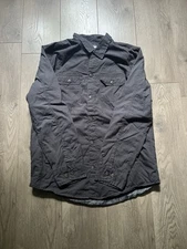 Vintage Y2K Black Grunge Gothic Punk Urban Pipeline Button Up Jacket