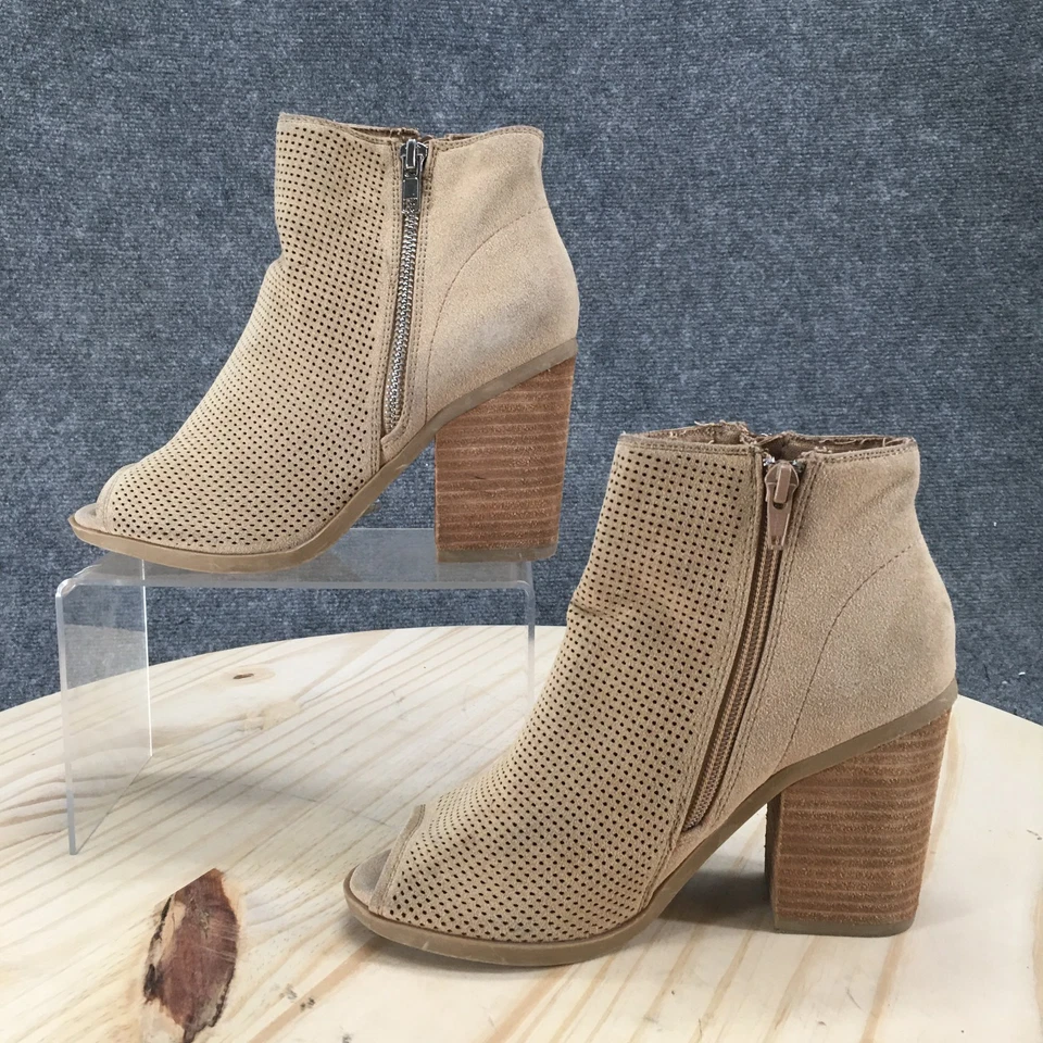 Call It Spring Boots Womens 6 Metaponto Zip Peep Toe Heels Ankle Bootie Brown - Image 2 of 4