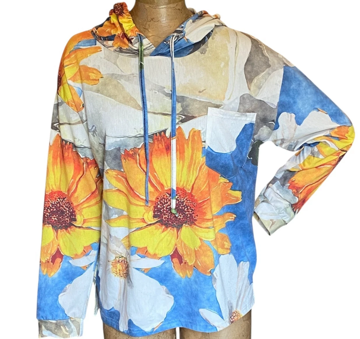 Lily by Firmiana Colorful Floral Hoodie Sz L #96S