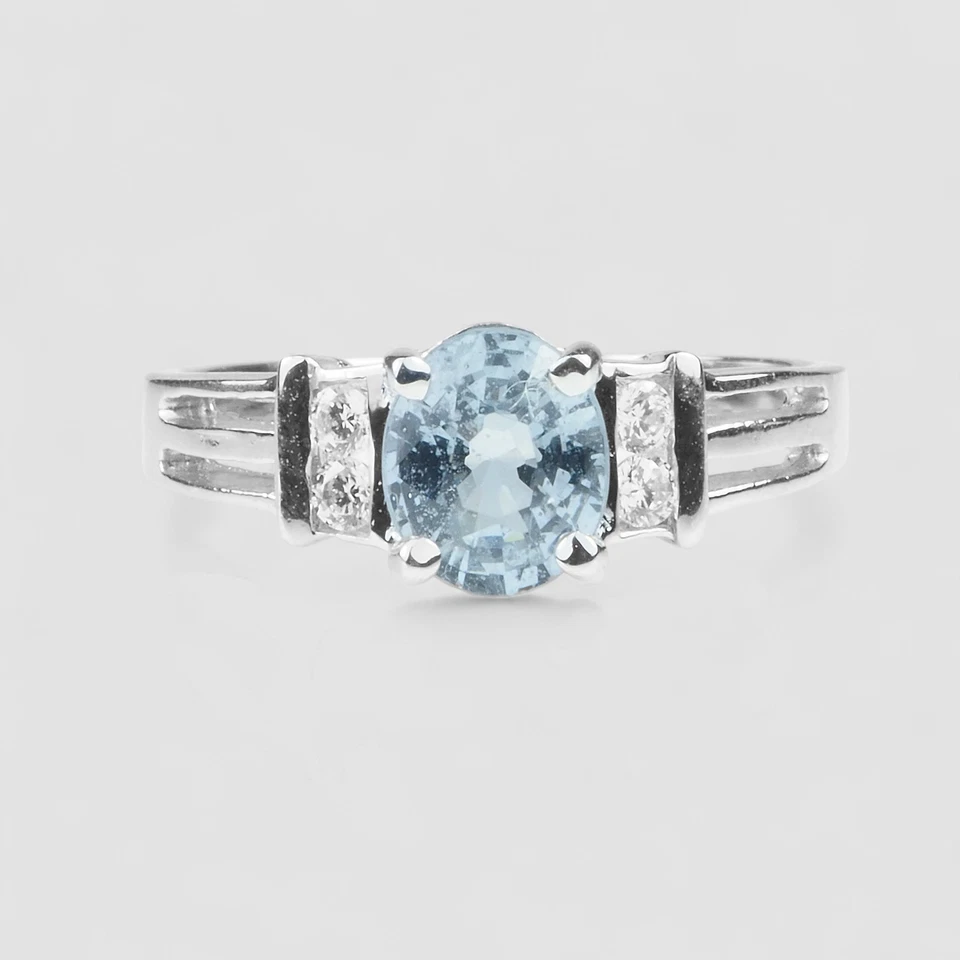 Anillos finos hechos a mano de plata de ley 925 de espinela gris azul de Birmania de 1,02 quilates Foto 2 de 4