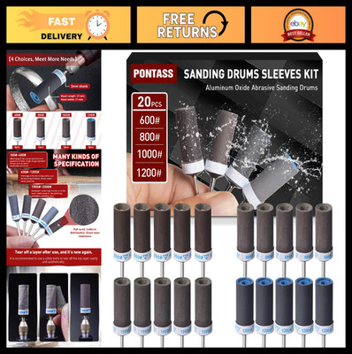Sanding Rolls & Sticks Kit for Dremel Rotary Tool - 20Pcs 600-1200 Grit Abrasive