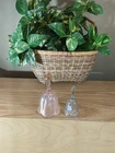 Vintage Fenton Art Glass Bell Set Of Two Ionized Pink & Butterfly Blue