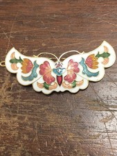 VTG GOLD TONE MULTICOLORED CLOISONNE ENAMEL BUTTERFLY BARRETTE HAIR CLIP
