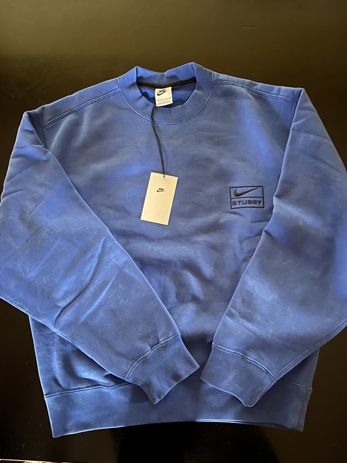 nike x stussy acid washed fleece crew Blue xxs