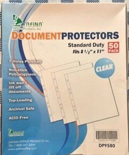 LOT OF TWO Document Sheet Protectors, Standard Duty 81/2" X 11" Total 100pcs