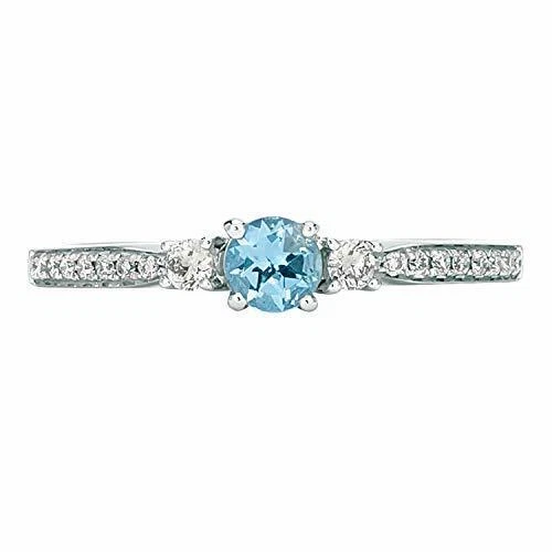 LeVian 14K White Gold Aquamarine H-I SI1 Diamond 0.41 cts Ring Size 4.25