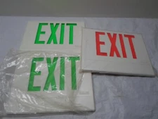 Lot of 3: Unused but dusty Sure-Lites Exit Sign Faces 1 red and 2 green