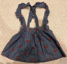 Stella McCartney Girls Denim Cherry Jumper Dress Size 3/36 Months 