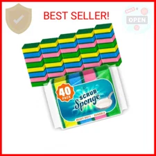 DecorRack 40 Count Non-Scratch Cleaning Scrub Sponges, Dual-Sided Heavy Duty Kit
