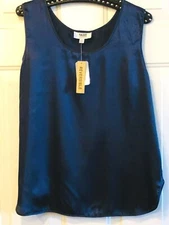 NWT NIGHT STUDIO New York  Sz L Women's Blouse Sleeveless Navy