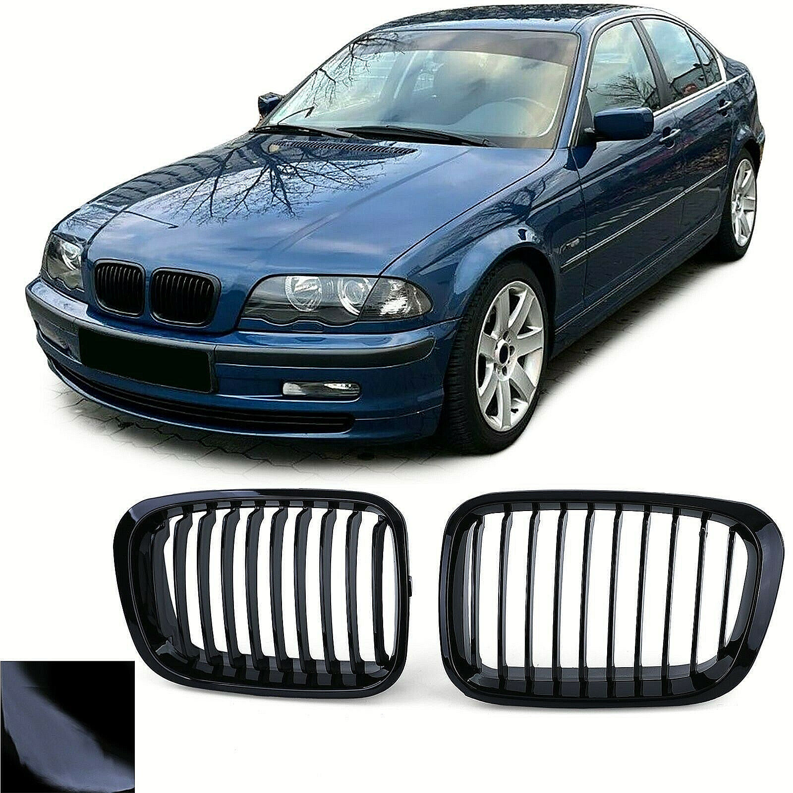 Calandre de remplacement pour grille usée de BMW E46 rajeunissement face avant noir brillant