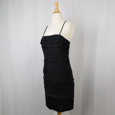 Connected Petite Floral Lace Tiered Spaghetti Strap Little Black Dress 8P #74