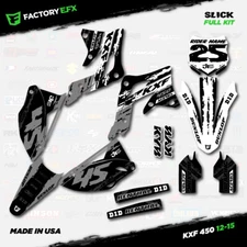 Gray & White Slick Racing Graphics Kit fits 12-15 Kawasaki Kxf450 KX450F  Decal