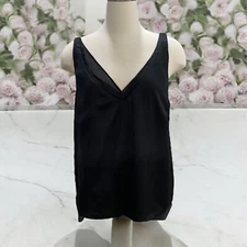 H & M Women's Black Tank Top SZ 14 Whimsygoth Lightweight Summer Elegant Silky