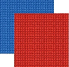 Building Block, Red/Blue Lego-like, scrapbook paper, double-sided