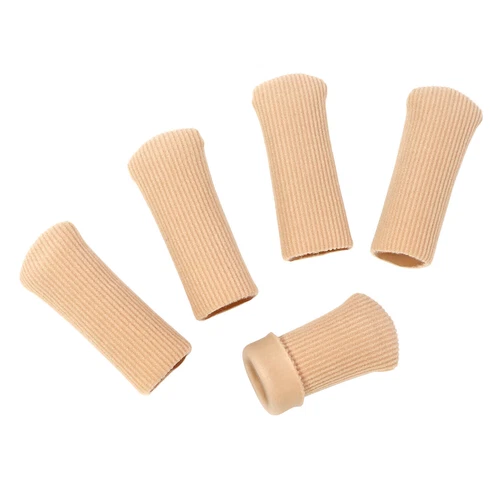 6x Toe Caps Closed Toe & Finger Fabric Sleeve Protectors Gel Lining Corn Callus - Picture 5 of 9