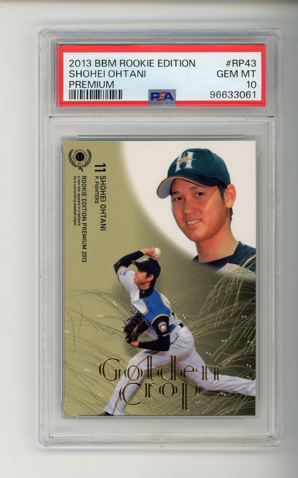Shohei Ohtani 2013 BBM Rookie Edition Premium #RP43 Golden Shohei Ohtani 2013 BBM Rookie Edition Premium #RP43 Golden