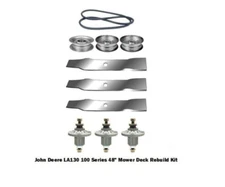 48" Mower Deck Rebuild Kit Fits John Deere  LA130 100 Series Blades Pulleys