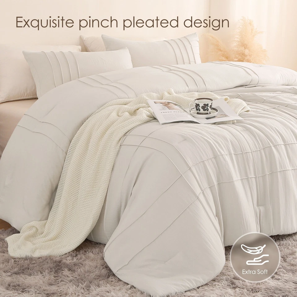 纹理感柔软打褶被子套装轻便水洗床上用品双大号特大号 — 第 3/4 张图片