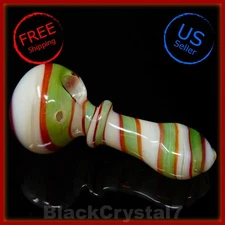 4.5" Handmade Thick Heavy Emerald Green Swirl Tobacco Smoking Bowl Glass Pipes